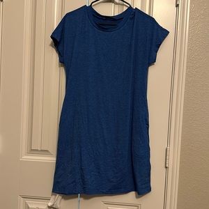 SHEIN XS knee length cotton royal blue dress with pockets